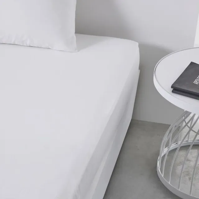 Today Essential 90x190 – Laken met bonnetje 23 cm – 100% katoen krijtwit (Craie)