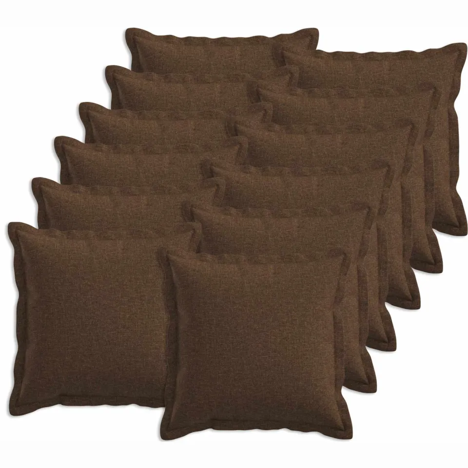 vidaXL Kussensloop 12 st HOUTEN Bruin 50 x 50 cm Faux Linnen