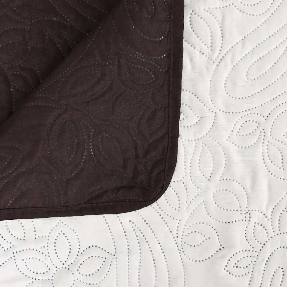 vidaXL Bedsprei dubbelzijdig 170x210 cm quilt crème en bruin, foto 4
