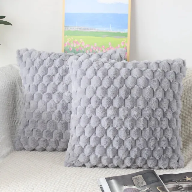 Imperatoris Kussenhoes/Kussensloop Pluche voor Woonkamer Kussen 40 x 40 cm - Fluffy Sierkussen - Cushion Cover set van 2 grijs