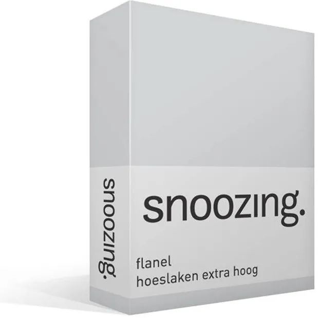 Snoozing Flanel - Extra Hoog - Hoeslaken - Lits-jumeaux - 160x200 cm - Grijs