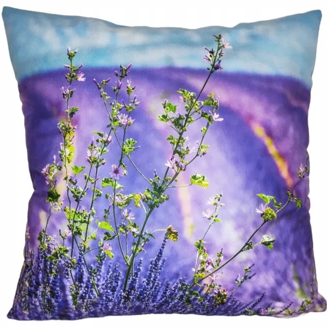 Granda Decoratieve Kussenhoes 45x45 cm Fluweel Paars Lavendel Bloemen