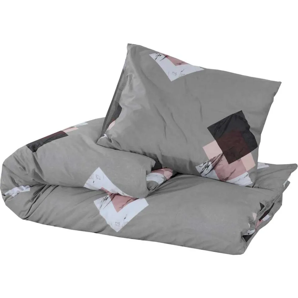 vidaXL Dekbedovertrekset 225x220 cm katoen meerkleurig Grijs
