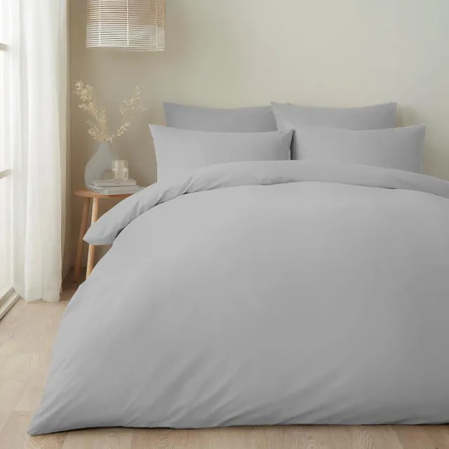 Famanu Zilveren dekbedovertrekset voor kingsize bed (230 x 220 cm), lichtgrijs, zacht en luxe 100% katoen, hotelstijl Neutraal