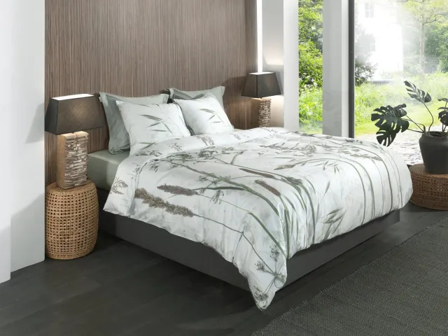 Heckettlane Dekbedovertrek Ona - Dekbed met instopstrook - Groen - Dekbedovertrek van 100% Katoen-Satijn - Takken - 200x200-220 cm + 2 slopen 60/70 cm