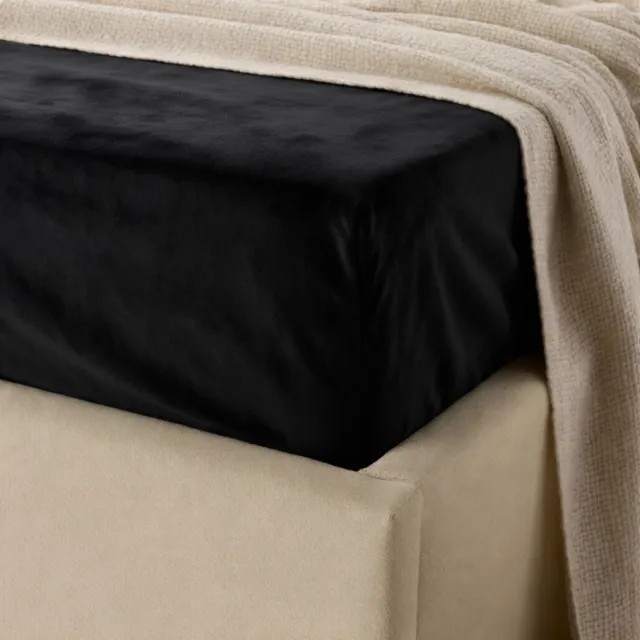 Y-not® Y-NOT - Hoeslaken - Velvet Obsidian Black - 180x200+30 cm - Zwart