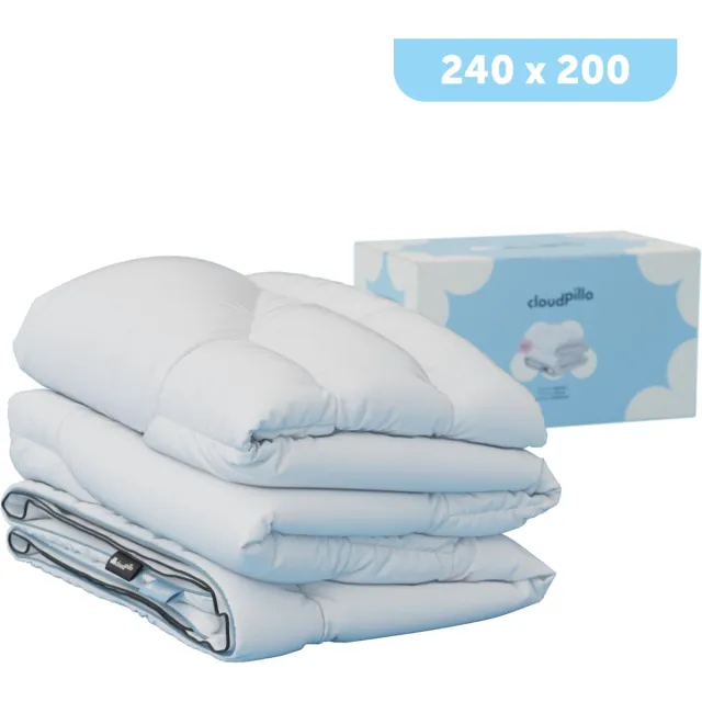 Cloudpillo Partnerdekbed - Voor alle seizoenen - Afstelbaar per kant - 240x200 cm - Tweepersoons Dekbed - 4 Seizoenen Wit