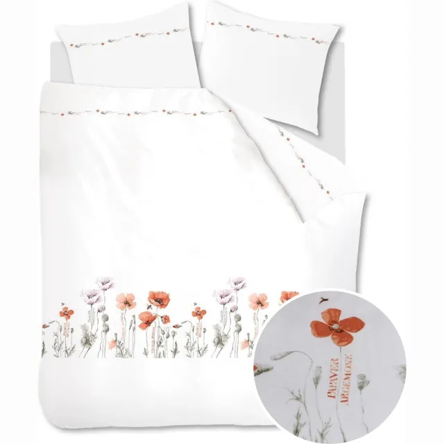 Marjolein Bastin Papaver Dekbedovertrek - Rood - 200 x 200/220 cm + 2x 60 x 70 cm