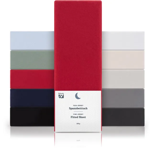 Blumtal Hoeslaken - Fitted Sheet - Jersey - Katoen - 160 x 200 x 30 cm - Rood