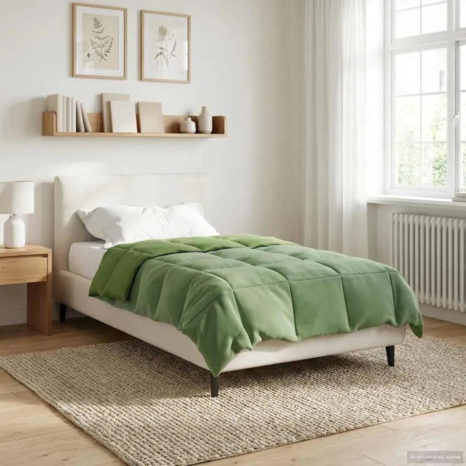 vidaXL Vol jaar dekbed 140 x 200 cm Microfiber (100% polyester) Groen, foto 4