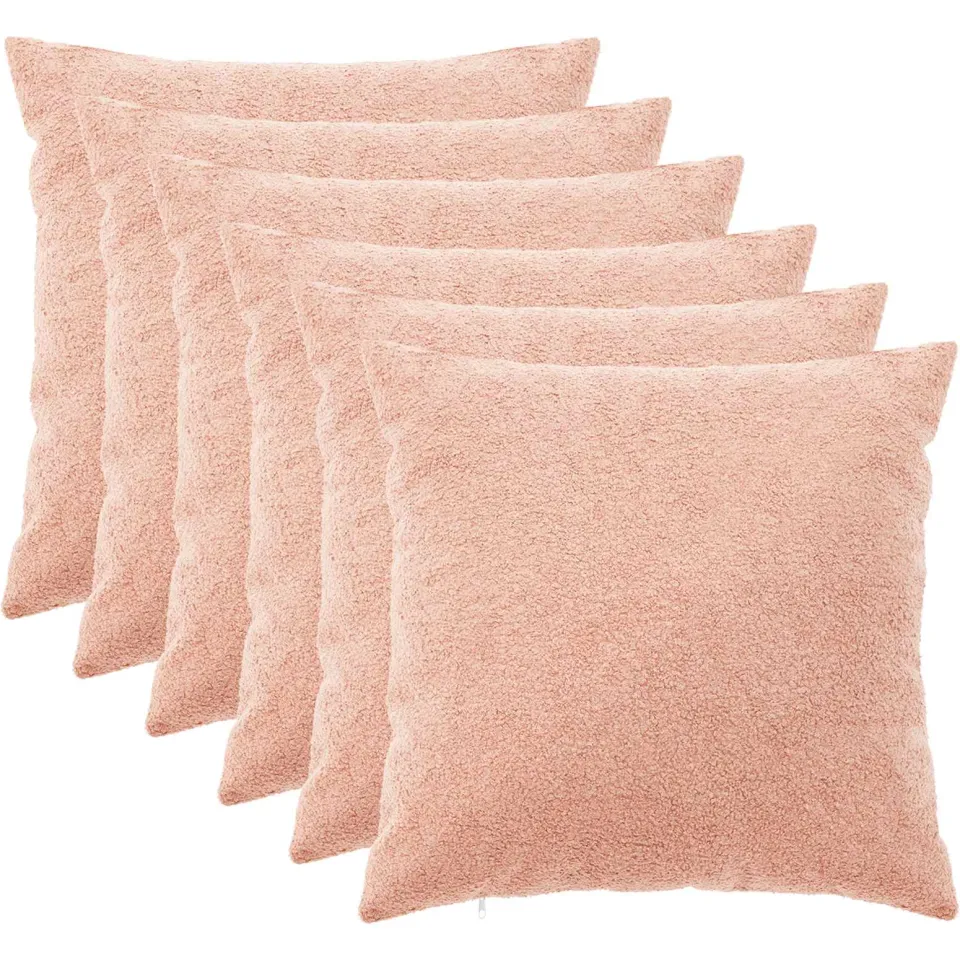 vidaXL Kussensloop 6 st HEERLEN Roze 55 x 55 cm Bouclé