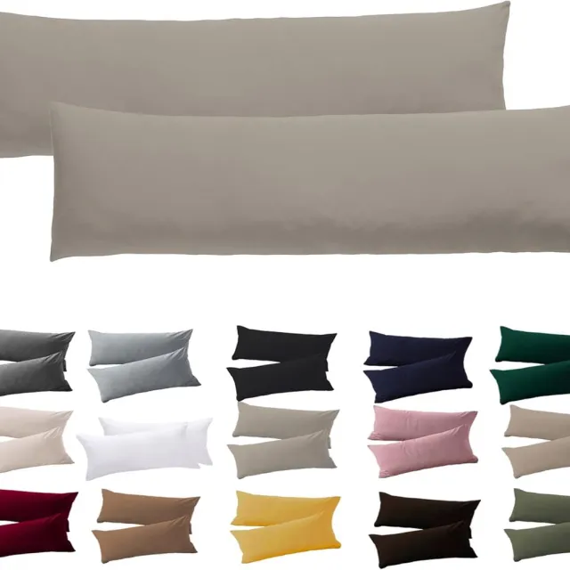 Famanu Kussensloop set van 2 voor zijslapers, 40 x 145 cm, taupe, met rits, 100% microvezel, hypoallergeen Neutraal