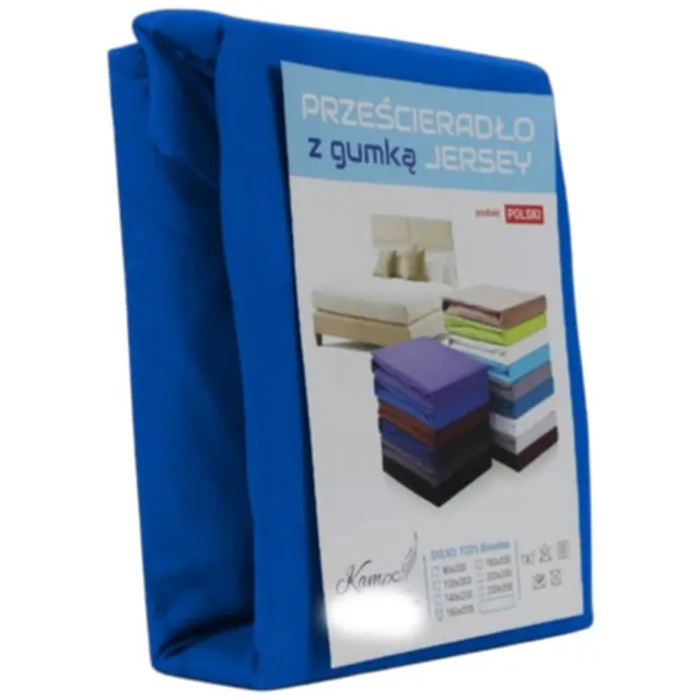 Kam-Pol Jersey Hoeslaken VIP Blauw 120x210cm - 30cm Zijhoogte