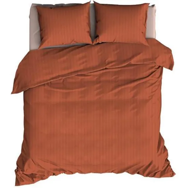 Satin D Or Satin d'Or Satijnstreep - Dekbedovertrek - Eenpersoons - 140x200/220 cm - Katoen-satijn - Terracotta