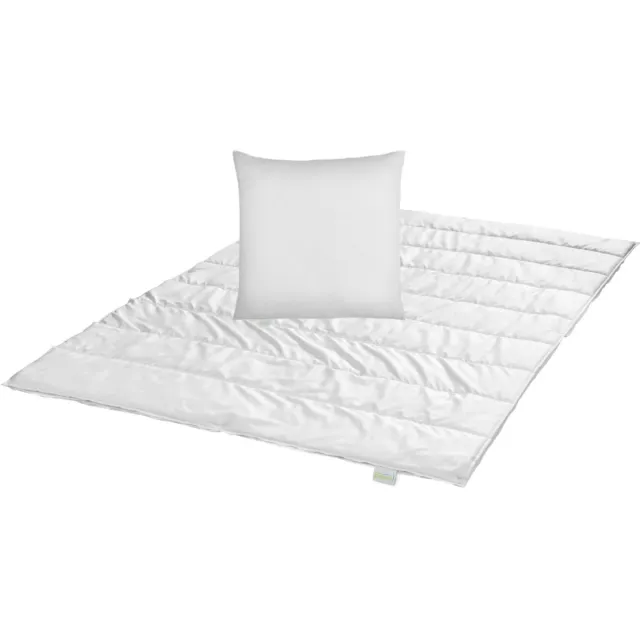 Bodyprotect set 135 x 200 cm zomerdekbed en 80 x 80 cm hoofdkussen | ECOLine beddengoedset uit dekbed en kussen | licht dekbed | allergievriendelijke hoes van microvezel | wasbaar op 40 graden | wit