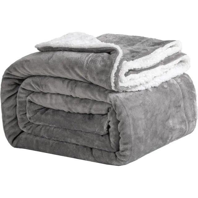 Good Nite Knuffeldeken 130 x 150 cm, grijs, fleecedeken, woondeken, Sherpa Bankdeken, warm, zacht voor de winter, grijs, 130 x 150 cm