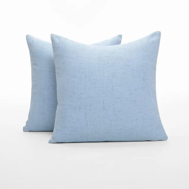Ibenzoa Kussenhoezen set van 2 in linnenlook met verborgen ritssluiting, 45 x 45 cm, hemelsblauw