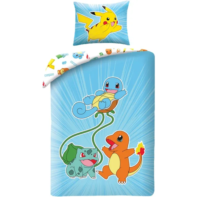 Pokémon Dekbedovertrek Play - Eenpersoons - 140 x 200 cm - Polyester Blauw