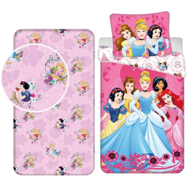 Disney Princess slaapkamerset; dekbedovertrek en hoeslaken