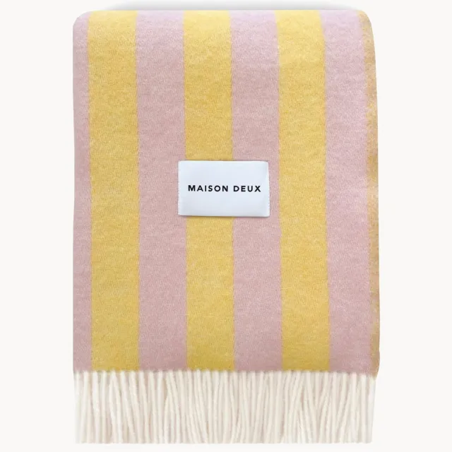 Maison Deux Gestreepte wollen plaid Candy Wrap Kleurrijk, Geel