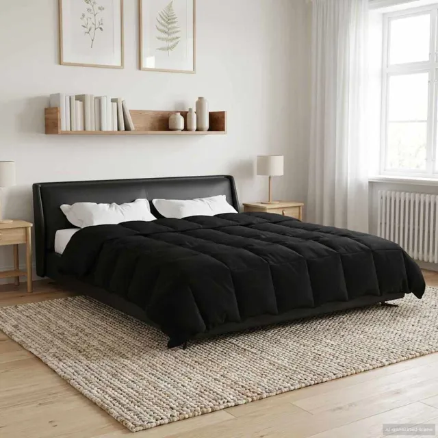 vidaXL Zomer Dekbed 200 x 220 cm Zomer Microfiber (100% polyester) Zwart