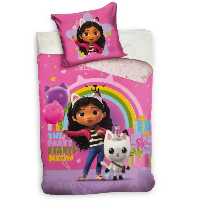 Gabby's Poppenhuis Gabby's Dollhouse Dekbedovertrek + kussensloop -100% katoen Multi Colour