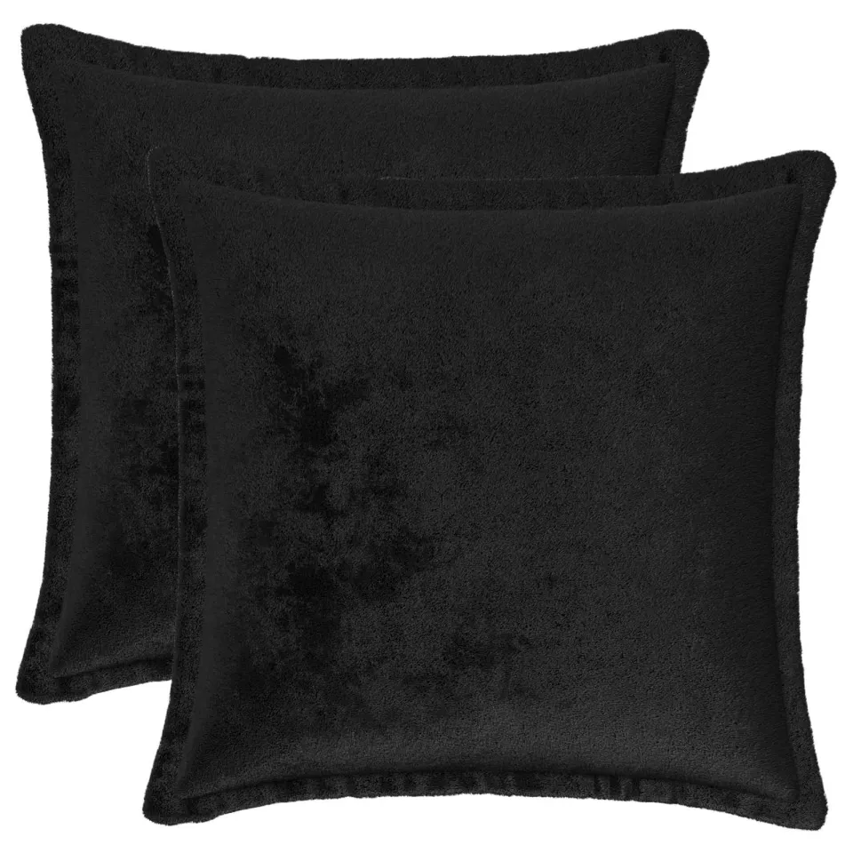 vidaXL Kussensloop 2 st HOUTEN Zwart 30 x 30 cm Flanel, foto 3