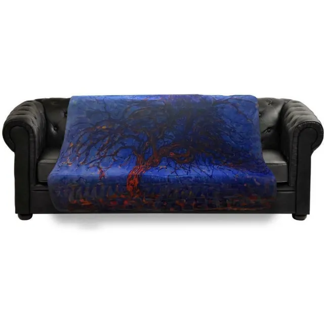 ARTICONE Dunne Fleecedeken - Plaid – kunst - 150 x 120 cm - De rode boom van Piet Mondriaan multicolor