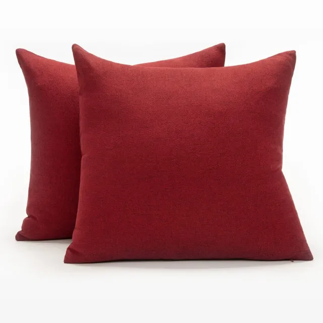Ibenzoa Kussenhoezen met Linnen Uiterlijk en Verborgen Ritssluiting, 45x45 cm, Rood, Set van 2 Stuks