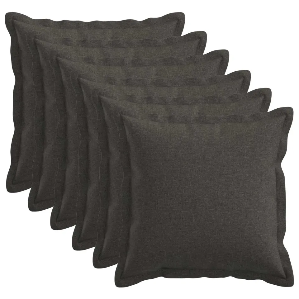 vidaXL Kussensloop 6 st HOUTEN Donkergrijs 30 x 30 cm Faux Linnen, foto 3