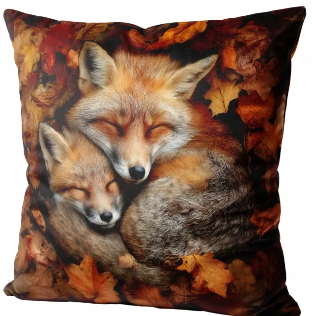 HomeView Decoratieve Kussenhoes 40x40 cm - Zacht Velours met Herfstprint Multicolor