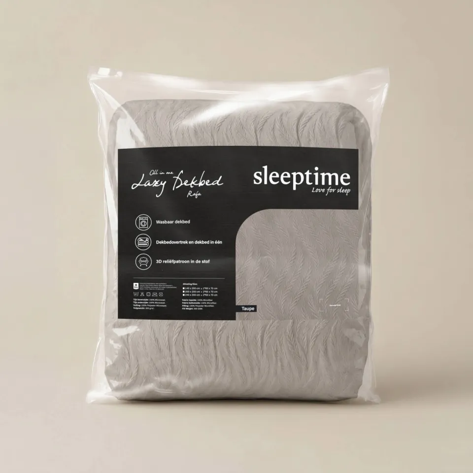 Sleeptime Lazy 3D embossed synthetisch enkel dekbed - taupe, foto 6