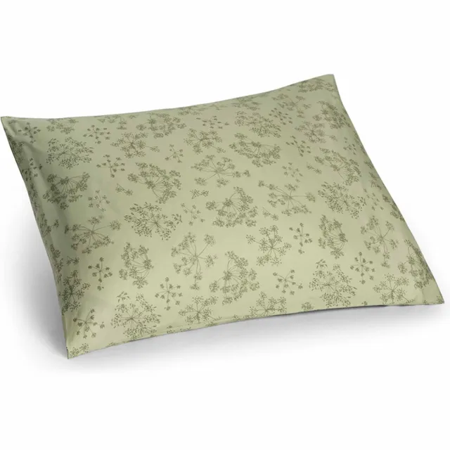 Yumeko kussensloop katoensatijn groene bloemen 50x60 - Biologisch & ecologisch - 1 stuk Green Bloom