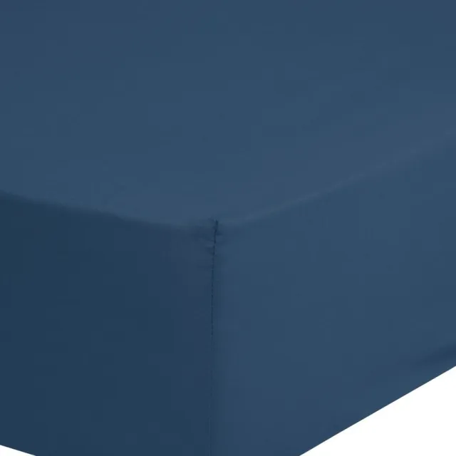 Good Morning hoeslaken effen kleur - 2 persoons 140x200 cm - Denim - 100% Katoen renforce