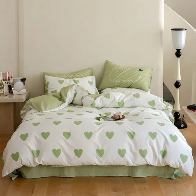 JGS ® Beddengoedset met Groene en Witte Hartjes voor een Stijlvolle Slaapkameruitstraling groen wit