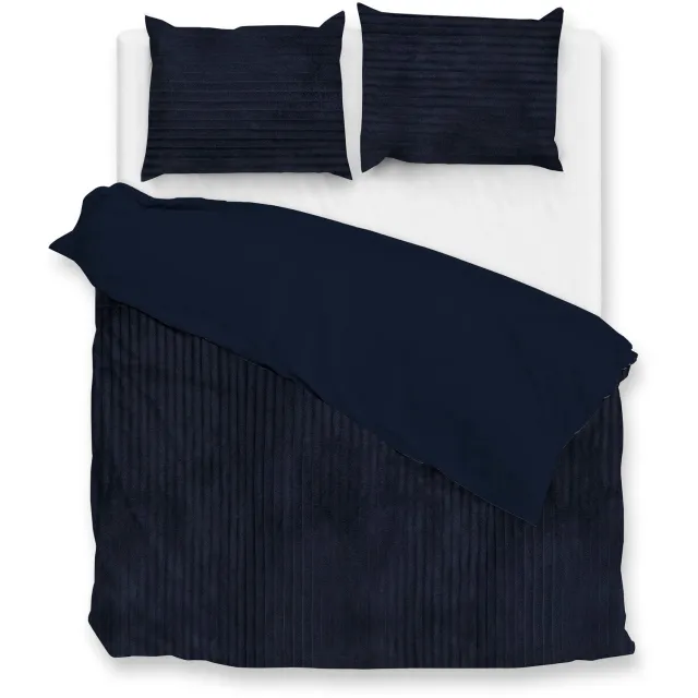 Zohome Teddy Rib Fleece Dekbedovertrek Pile di Ribcord – Dekbedovertrek - Navy Blue