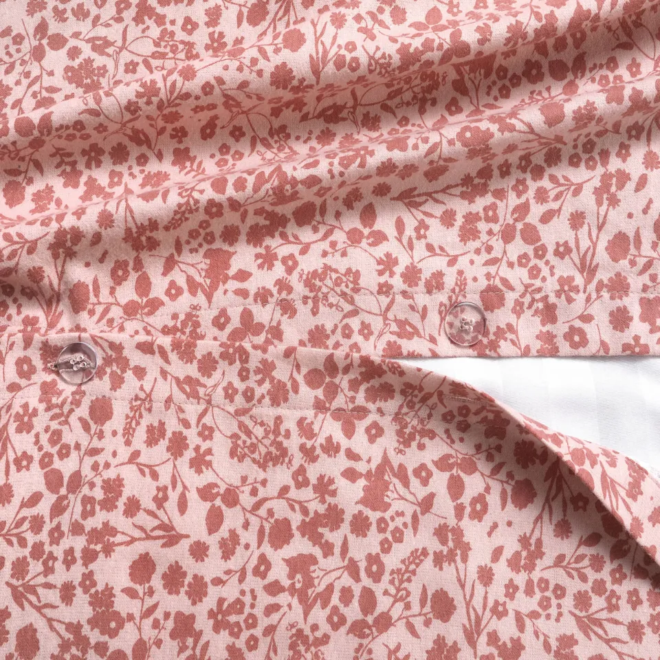 NOUS Living flanellen gebloemde 2-persoons dekbedovertrek 200x220 cm - roze, foto 5