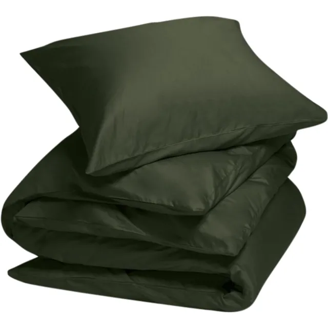 Yumeko dekbedovertrek katoensatijn dark olive 140x200 + 1/60x70 - Bio, eco & fairtrade