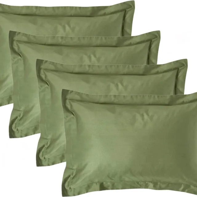 Homescapes Biologisch Kussensloop 50x75 cm met Sierrand – Set van 4 – Mosgroen – 100% Egyptisch Katoen Satijn – Draaddichtheid 400