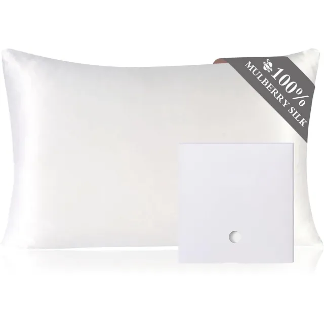 Famanu Zijden Kussensloop 100% Moerbeizijde voor Haar & Huid - Dubbelzijdig 19 Momme 6A Kwaliteit - Zacht & Glad - 600 Dradendichtheid - Met Verborgen Rits - 1 Stuk - Wit - 50 x 75 cm