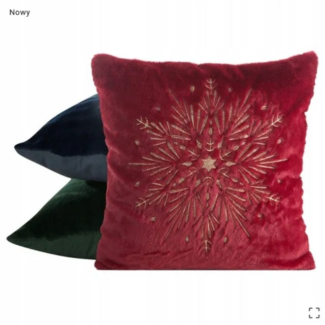 Eurofirany Kerstkussenhoes Rood met Sneeuwvlokborduursel 45x45cm