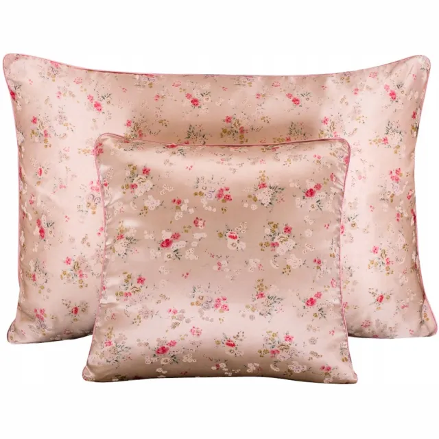 Malbery Luxe Zijden Kussensloop 40x60cm - Pastel Roze Bloemendessin