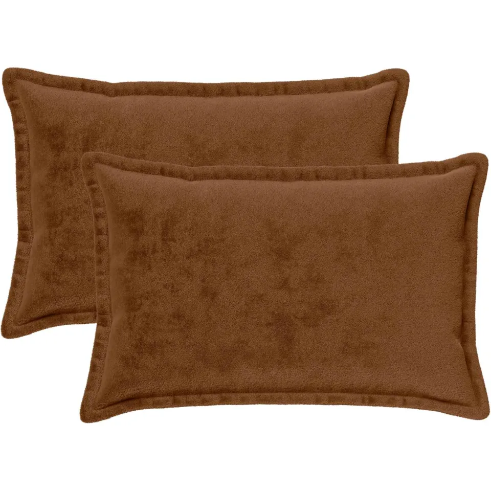 vidaXL Kussensloop 2 st HOUTEN Licht Bruin 40 x 60 cm Flanel, foto 3