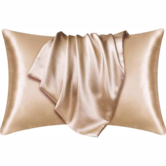 AfricanFabs Satijnen kussensloop Licht Kaki 60 x 70 cm hoofdkussen formaat - AfricanFabs® Satin pillow case / Zijde zachte kussensloop van satijn (1 stuks)