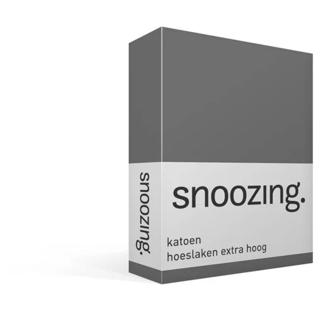 Snoozing Katoen - Extra Hoog - Hoeslaken - Lits-jumeaux - 200x220 cm - Antraciet