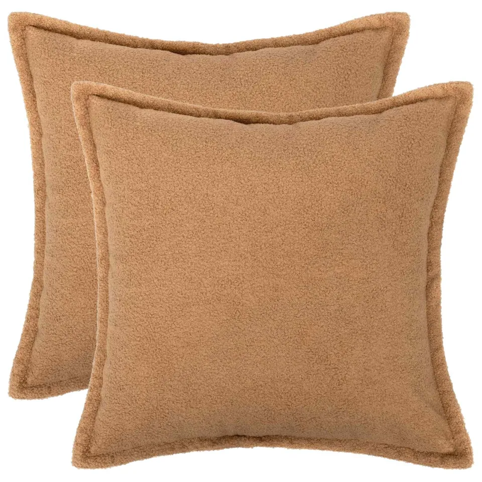 vidaXL Kussensloop 2 st HOUTEN Beige 60 x 60 cm Bouclé, foto 3