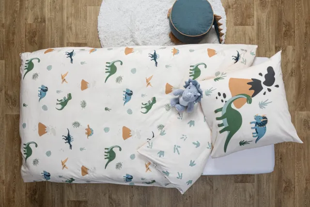 Atmosphera Kids Dekbedovertrek set met 1 kussensloop 140x200cm/65x65cm Dino Multi