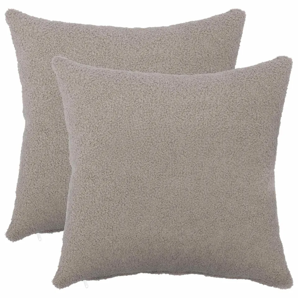 vidaXL Kussensloop 2 st HEERLEN Lichtgrijs 30 x 30 cm Bouclé