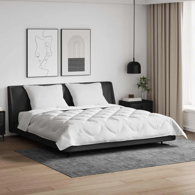 vidaXL Dekbed met kussen 3 st Wit Microfibre