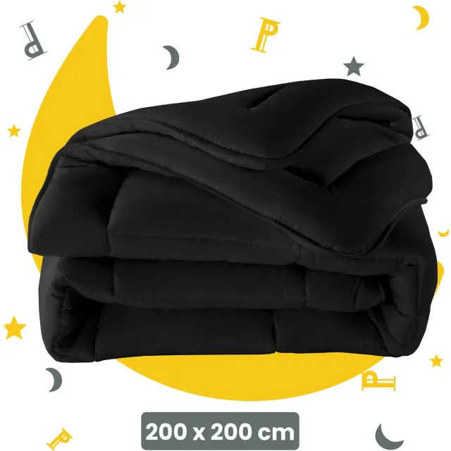 Sleep comfy Deluxe 2-in-1 Dekbed - 200x200 cm - Zwart - Dekbed zonder overtrek - Ademend & Anti Allergie - All Year Dekbed - Stijl, Comfort en Innovatie voor Elke Nacht - Zomerdekbed & Winterdekbed